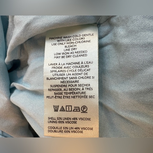 Anthropologie Mona belted Linen Shirt Dress Maeve NEW Large Blue Floral - Picture 15 of 15